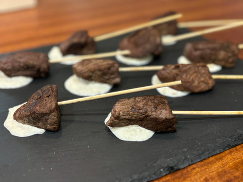 Dry Aged Filet Skewers with Horseradish