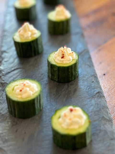 Cucumber cups with Whipped Chevre